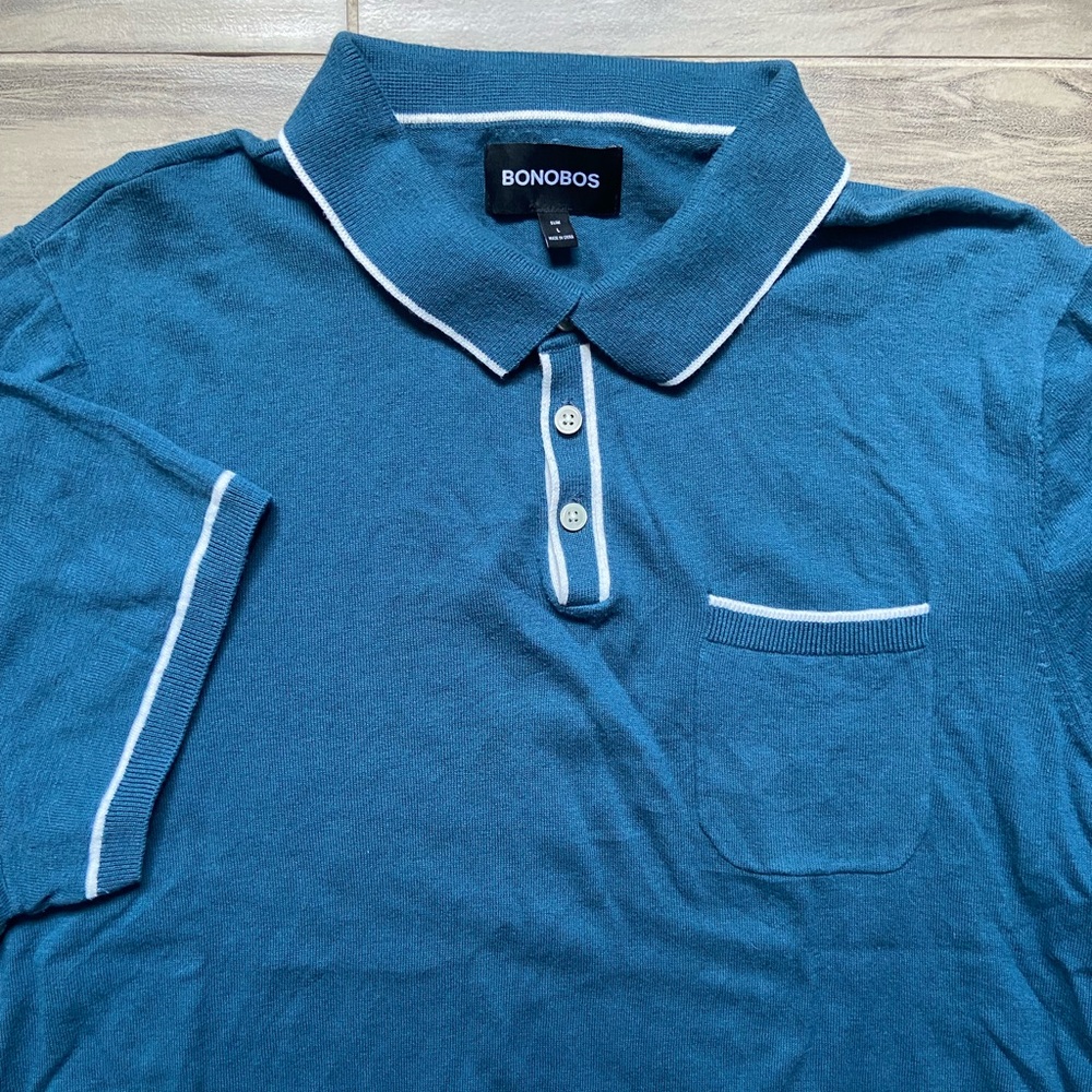 Bonobos Men's Teal Polo Shirt with White Trim